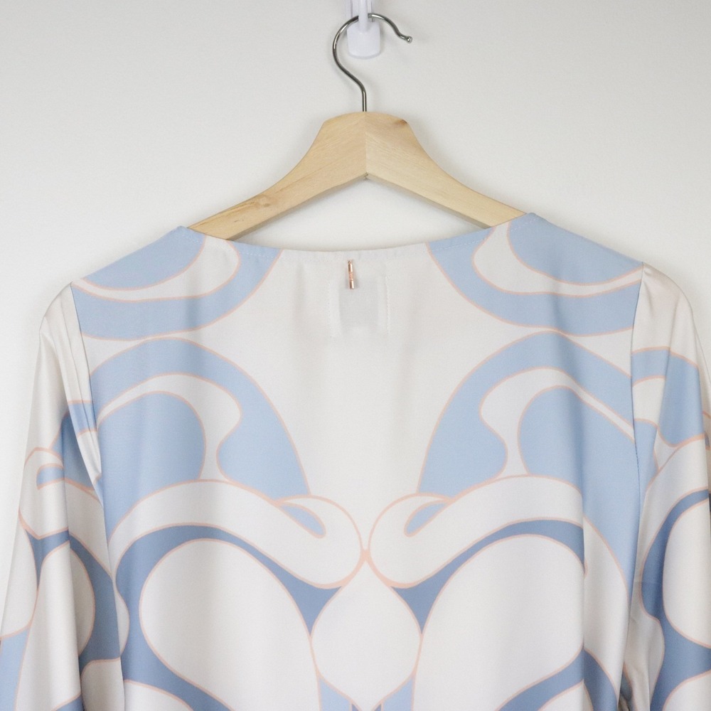 NWT MISA Twiggy Dress The Swans All Over Medium Blue Brown Abstract Print Mini - Picture 6 of 10